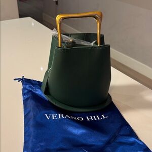 Verano Hill Forest Green Mini Bag with Gold Handle